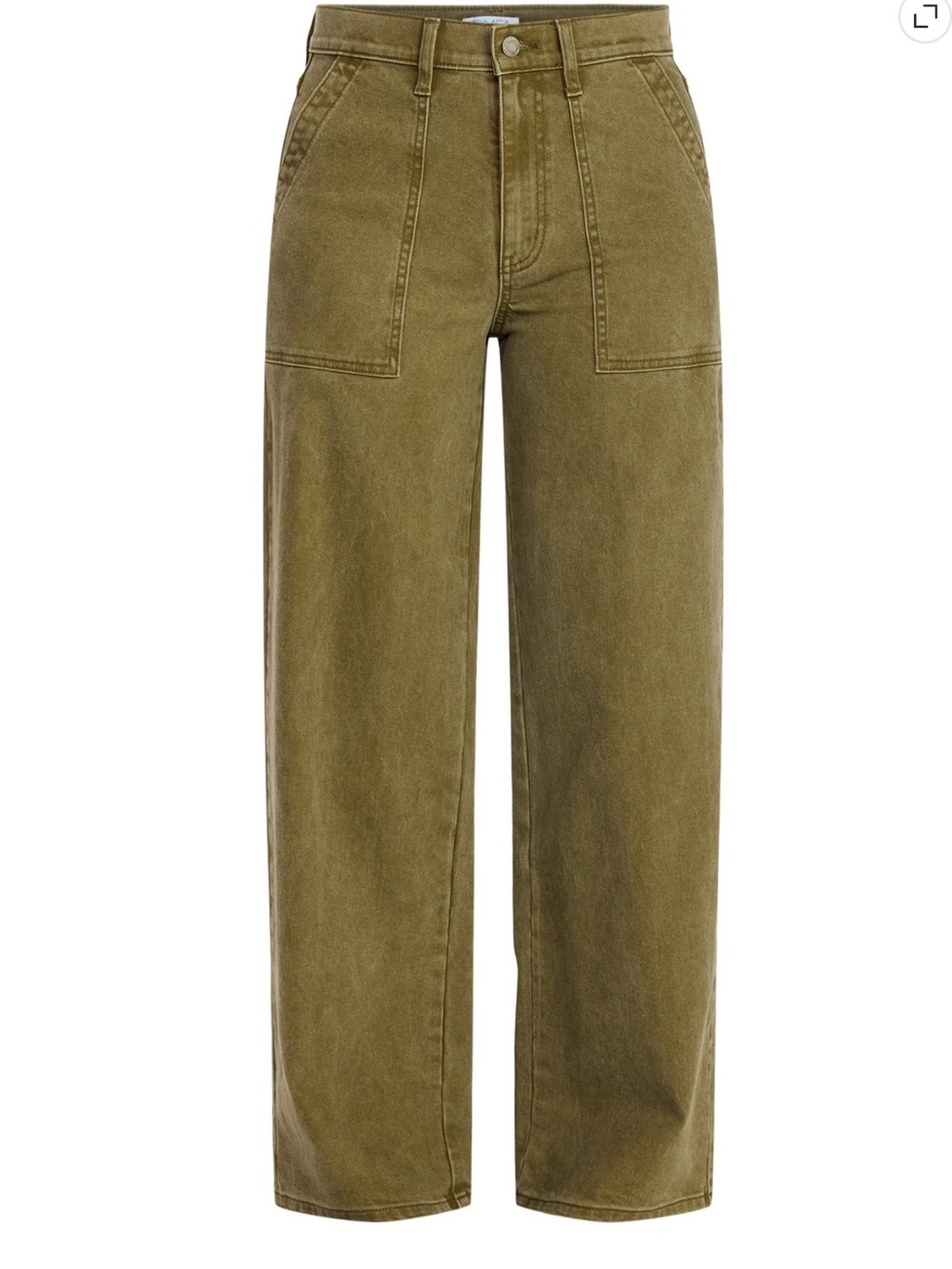 Time and Tru Olive High-Rise Wide-Leg Jeans